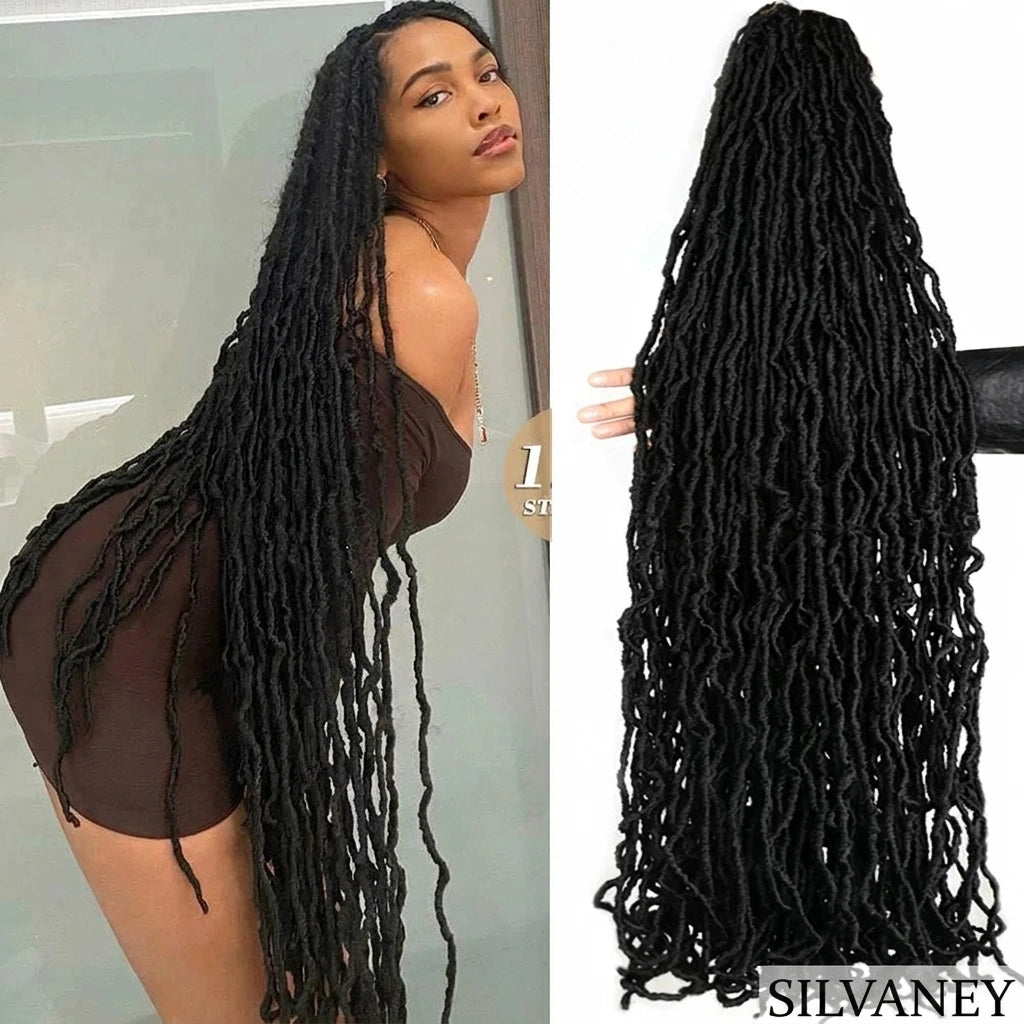 36Inch Nu Faux Locs Long Curly Wavy Locs Crochet Braids Hair