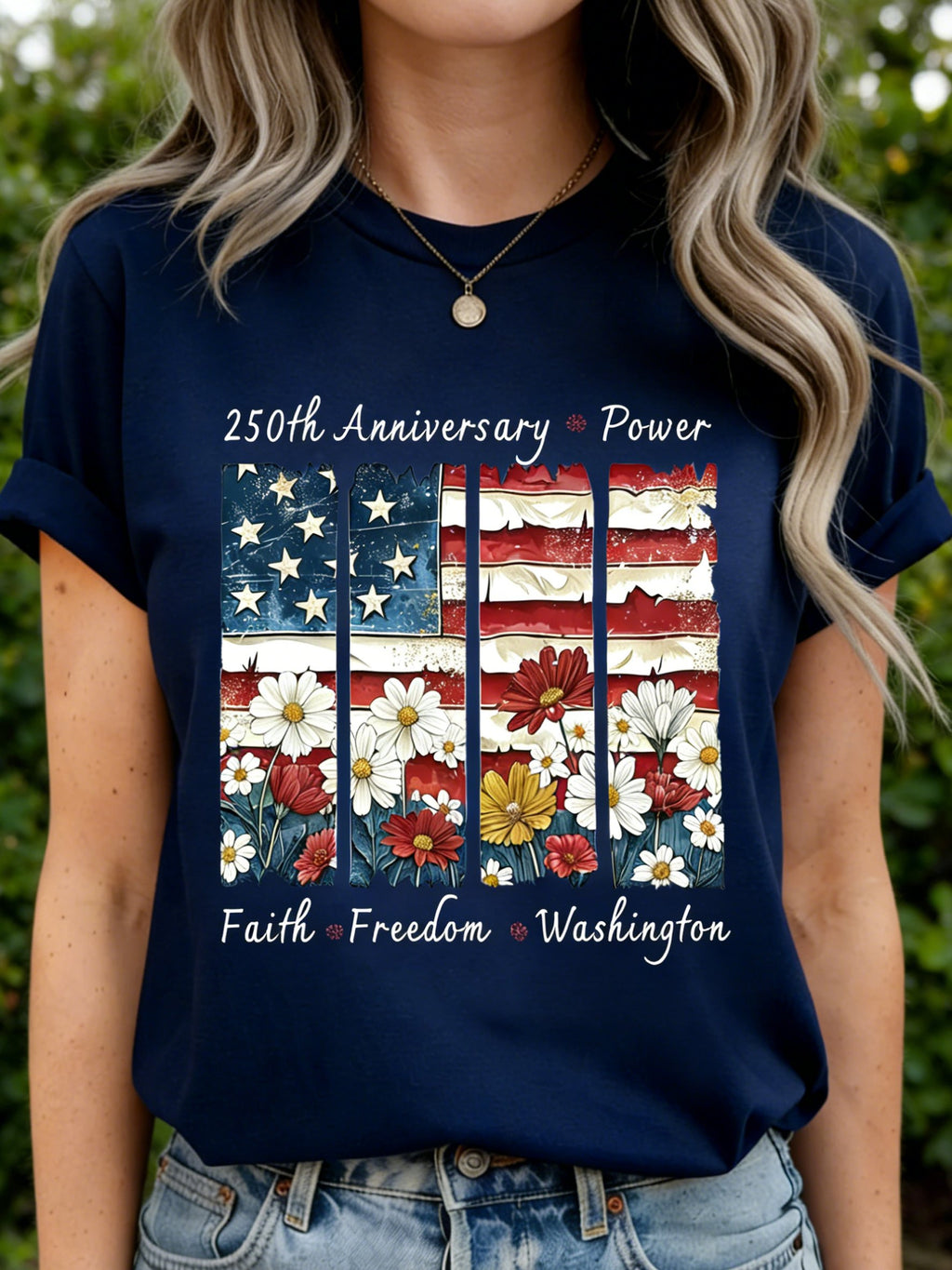 250th anniversary America Flag SLogan Casual T-Shirt